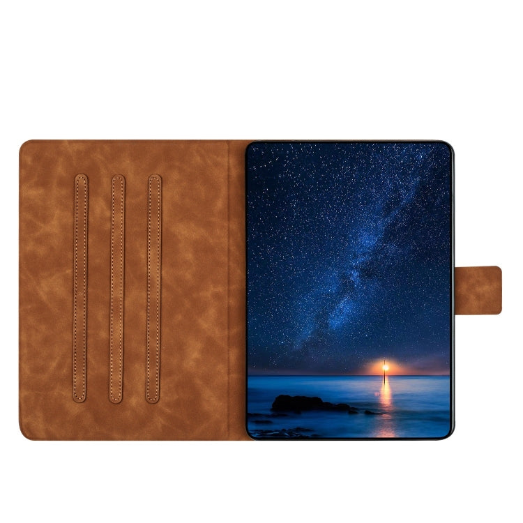 For iPad Pro 11 2024 Embossed Couple Cat Smart Tablet Leather Case(Brown) - iPad Pro 11 2024 Cases by buy2fix | Online Shopping UK | buy2fix