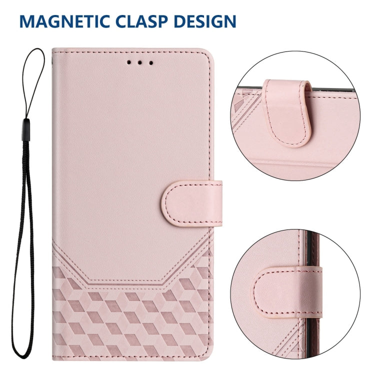 For Motorola Edge 5G 2024 Honeycomb Embossing RFID Leather Phone Case(Pink) - Motorola Cases by buy2fix | Online Shopping UK | buy2fix