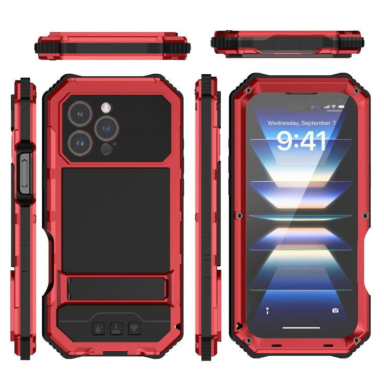 For iPhone 16 Pro Max R-JUST Life Waterproof Dustproof Shockproof Holder Phone Case(Red) - iPhone 16 Pro Max Cases by R-JUST | Online Shopping UK | buy2fix