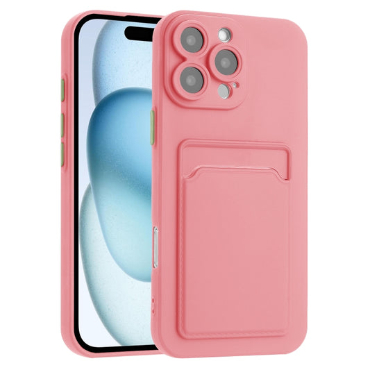 For iPhone 16 Pro Max Skin Feel Card Contrast Color Button TPU Phone Case(Pink) - iPhone 16 Pro Max Cases by buy2fix | Online Shopping UK | buy2fix