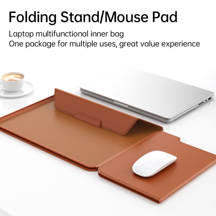 Multifunctional Laptop PU Magnetic Stand Split Liner Bag with Mouse Pad Function, Size:15 inch(Dark Green) - 15 inch by buy2fix | Online Shopping UK | buy2fix