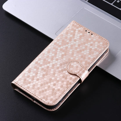 For iPhone 16 Pro Honeycomb Dot Texture Leather Phone Case(Gold) - iPhone 16 Pro Cases by buy2fix | Online Shopping UK | buy2fix