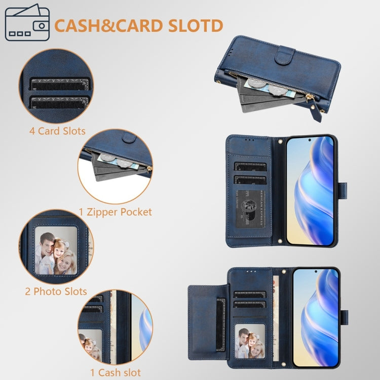 For iPhone SE 2024 Multi-Card Slots Zipper Wallet Leather Phone Case(Blue) - More iPhone Cases by buy2fix | Online Shopping UK | buy2fix