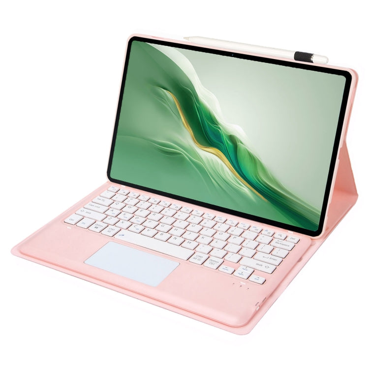 For Honor MagicPad 2 12.3 AH22-A Ultra-thin Detachable Bluetooth Keyboard Leather Tablet Case with Touchpad(Pink White) - Huawei Keyboard by buy2fix | Online Shopping UK | buy2fix