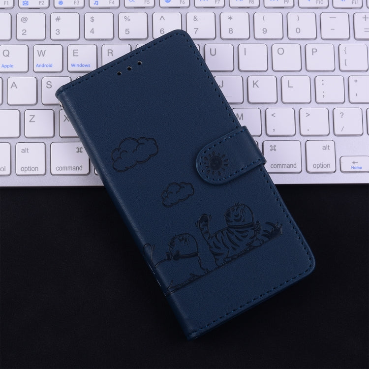 For iPhone 16 Plus Cute Cats RFID Leather Phone Case(Blue) - iPhone 16 Plus Cases by buy2fix | Online Shopping UK | buy2fix