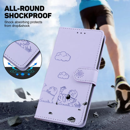 For iPhone SE 2024 Cute Cats RFID Leather Phone Case(Purple) - More iPhone Cases by buy2fix | Online Shopping UK | buy2fix