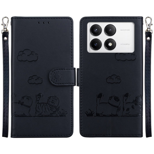 For Redmi K70 / K70 Pro Cute Cats RFID Leather Phone Case(Black) - K70 Cases by buy2fix | Online Shopping UK | buy2fix