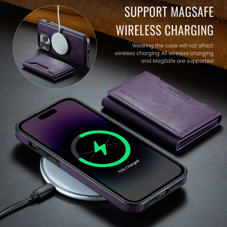 For iPhone 13 Pro DG.MING MAGKING-K2 Series MagSafe RFID Card Bag Detachable Phone Case(Purple) - iPhone 13 Pro Cases by DG.MING | Online Shopping UK | buy2fix