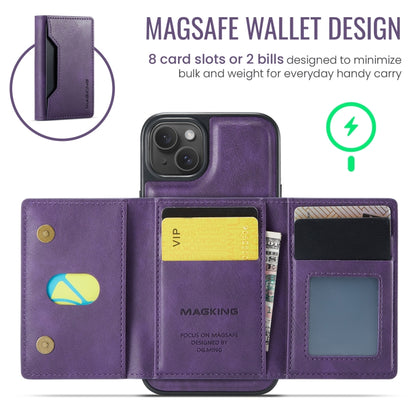 For iPhone 13 DG.MING MAGKING-K2 Series MagSafe RFID Card Bag Detachable Phone Case(Purple) - iPhone 13 Cases by DG.MING | Online Shopping UK | buy2fix