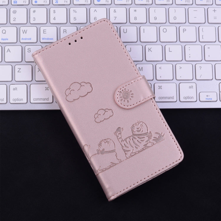 For Tecno Spark Go 2024 / 20 / 20C Cute Cats RFID Leather Phone Case(Rose Gold) - Tecno Cases by buy2fix | Online Shopping UK | buy2fix