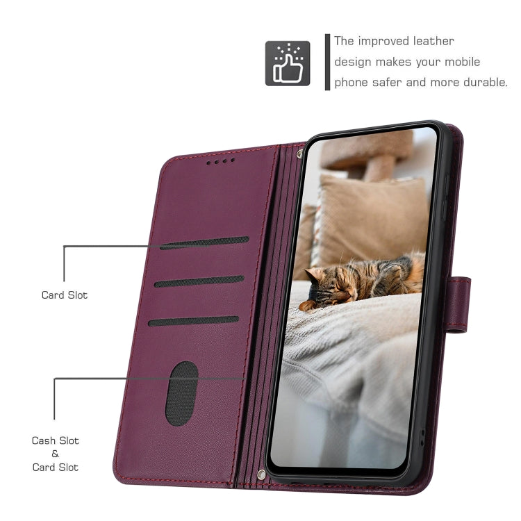 For iPhone 16 Pro Embossed Kitten Phone Leather Case with Lanyard(Wine Red) - iPhone 16 Pro Cases by buy2fix | Online Shopping UK | buy2fix