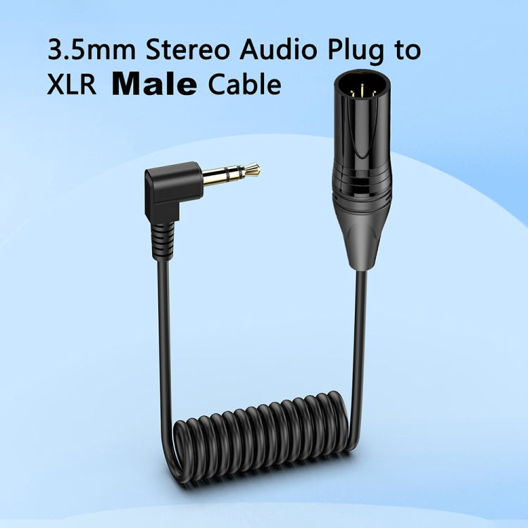 3.5mm to XLR Male Gold Plated Connector Copper Core Right Angle Coiled Audio Cable, Length: 0.5m - Microphone Audio Cable & Connector by buy2fix | Online Shopping UK | buy2fix