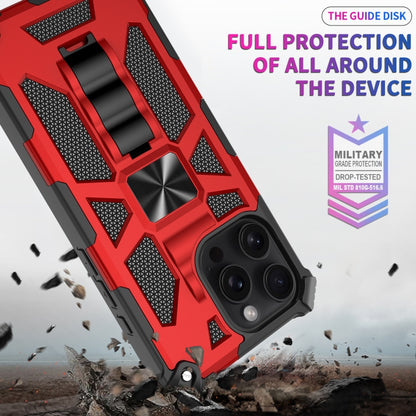 For iPhone 16 Pro Armor Shockproof TPU Hybrid PC Magnetic Phone Case with Holder(Red) - iPhone 16 Pro Cases by buy2fix | Online Shopping UK | buy2fix