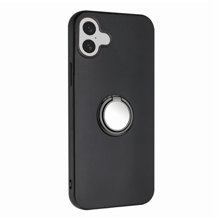 For iPhone 16 Matte Ring Holder TPU Phone Case(Black) - iPhone 16 Cases by buy2fix | Online Shopping UK | buy2fix