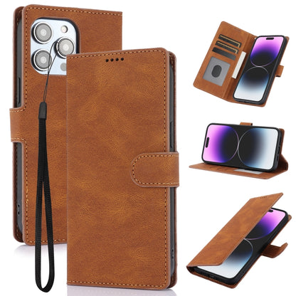 For iPhone 16 Pro Max Fantasy Skin-feel Calfskin Texture Leather Phone Case(Brown) - iPhone 16 Pro Max Cases by buy2fix | Online Shopping UK | buy2fix