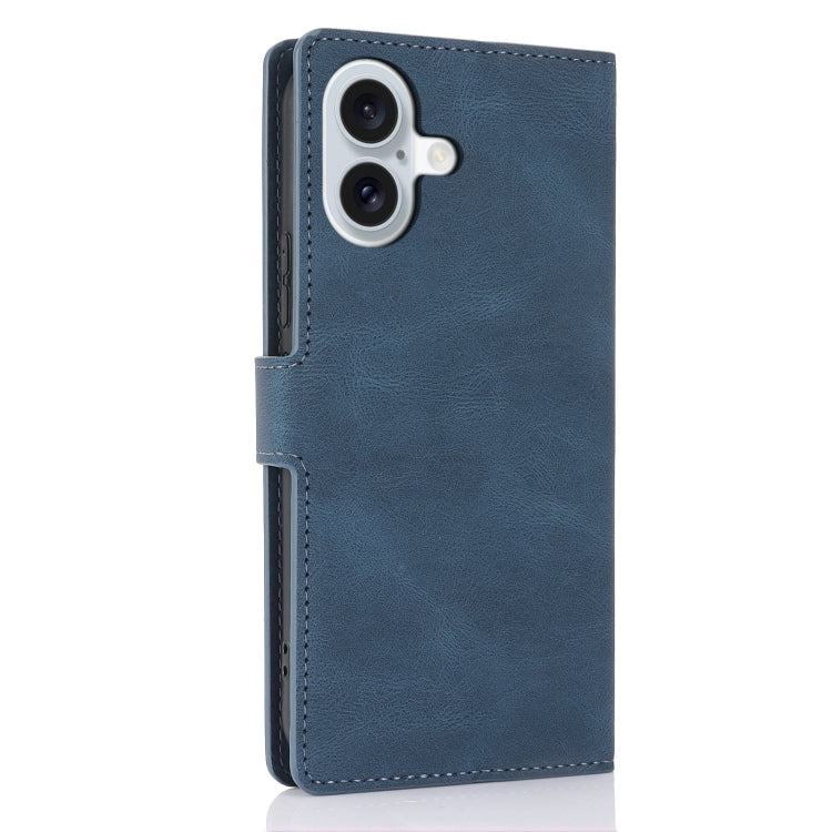 For iPhone 16 Fantasy Skin-feel Calfskin Texture Leather Phone Case(Blue) - iPhone 16 Cases by buy2fix | Online Shopping UK | buy2fix