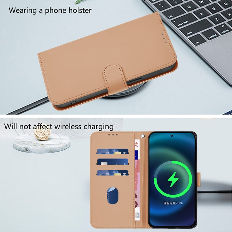 For iPhone 16 Pro Skin Feel Solid Color Leather Phone Case with Lanyard(Nude) - iPhone 16 Pro Cases by buy2fix | Online Shopping UK | buy2fix