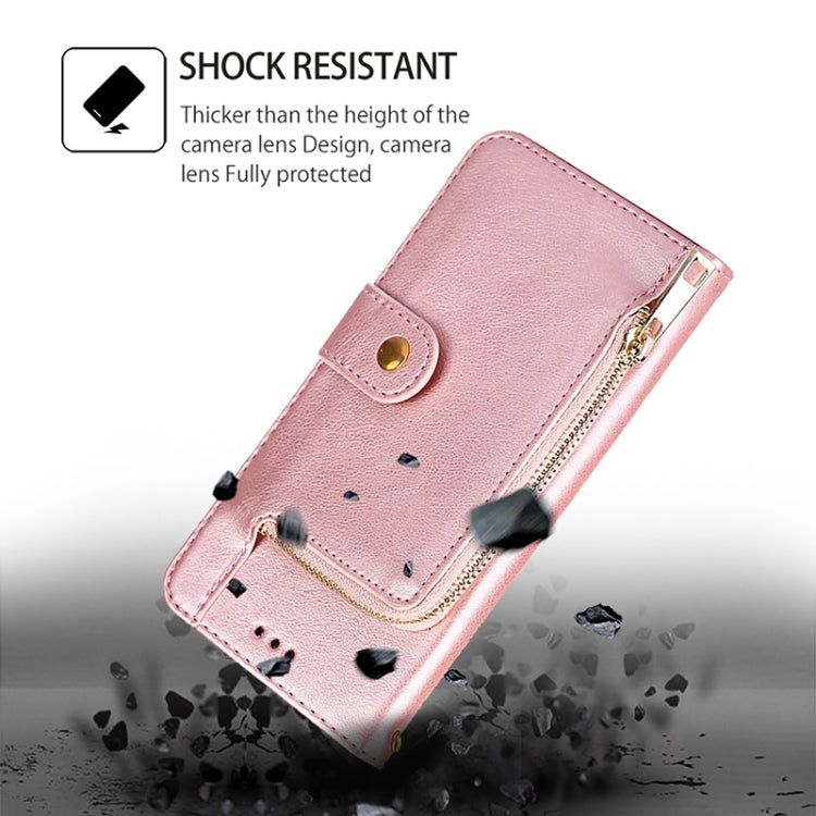 For iPhone 16 Pro Zipper Bag Leather Phone Case(Rose Gold) - iPhone 16 Pro Cases by buy2fix | Online Shopping UK | buy2fix