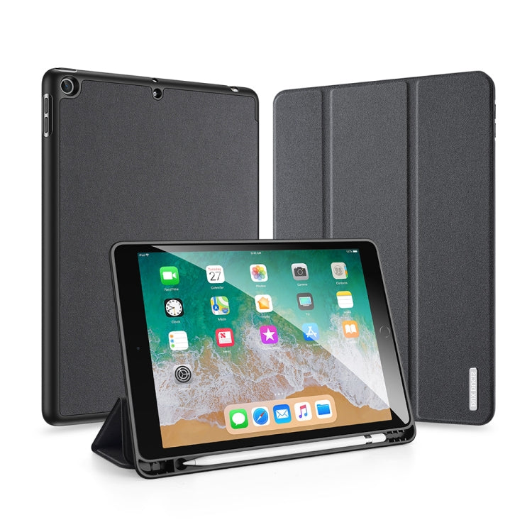 For iPad 9.7 inch(2017)/9.7 inch(2018)/iPad 6 DUX DUCIS Domo Series Horizontal Flip Magnetic PU Leather Case with Three-folding Holder & Pen Slot(Black) - iPad 9.7 (2018) & (2017) Cases by DUX DUCIS | Online Shopping UK | buy2fix