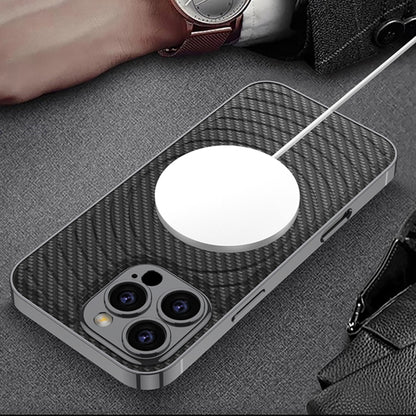 For iPhone 16 Pro Max GKK Plating Leather Wave MagSafe Phone Case(Carbon Fiber) - iPhone 16 Pro Max Cases by GKK | Online Shopping UK | buy2fix