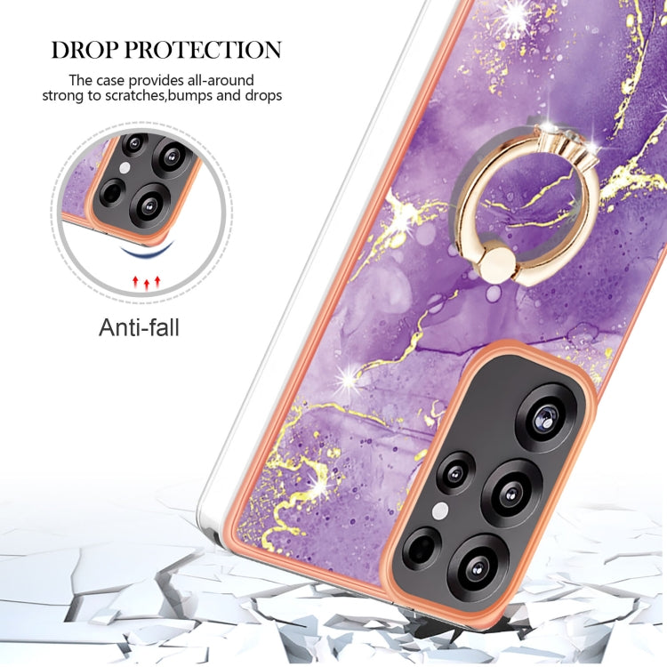 For Samsung Galaxy S25 Ultra 5G Electroplating Marble IMD TPU Phone Case with Ring Holder(Purple 002) - Galaxy S25 Ultra 5G Cases by buy2fix | Online Shopping UK | buy2fix