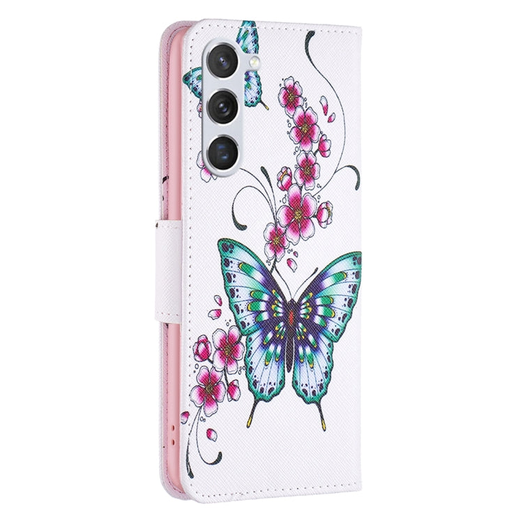 For Samsung Galaxy S25 5G Colored Drawing Pattern Leather Phone Case(Flowers Butterfly) - Galaxy S25 5G Cases by buy2fix | Online Shopping UK | buy2fix