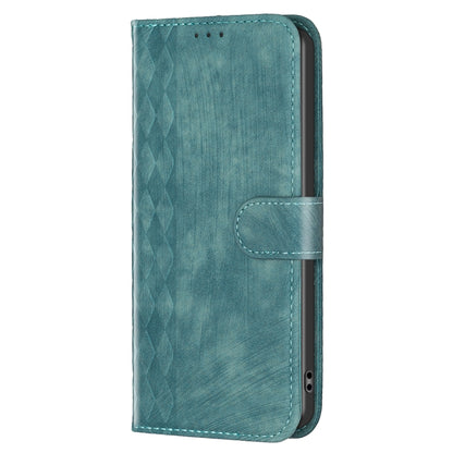 For Samsung Galaxy S25 5G Plaid Embossed Leather Phone Case(Green) - Galaxy S25 5G Cases by buy2fix | Online Shopping UK | buy2fix