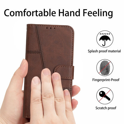 For Samsung Galaxy S25 / S24 5G Stitching Calf Texture Buckle Leather Phone Case(Brown) - Galaxy S25 5G Cases by buy2fix | Online Shopping UK | buy2fix