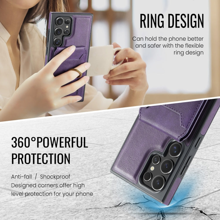 For Samsung Galaxy S23 Ultra 5G DG.MING K1 MagSafe Detachable Wallet RFID Back Cover Phone Case(Purple) - Galaxy S23 Ultra 5G Cases by DG.MING | Online Shopping UK | buy2fix