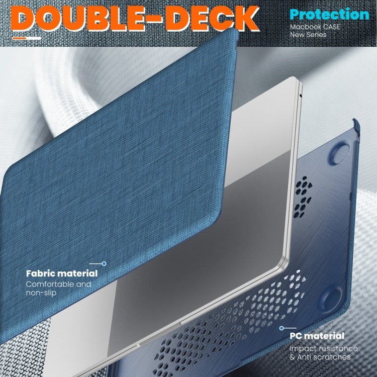 For MacBook Air 13.6 inch A3113 / A2681 Fabric Magnetic Holder Laptop Protective Case(Navy Blue) - MacBook Air Cases by buy2fix | Online Shopping UK | buy2fix