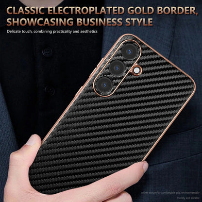 For Samsung Galaxy S25 5G AZNS Electroplated Edge Carbon Fiber Texture Phone Case(Green) - Galaxy S25 5G Cases by AZNS | Online Shopping UK | buy2fix