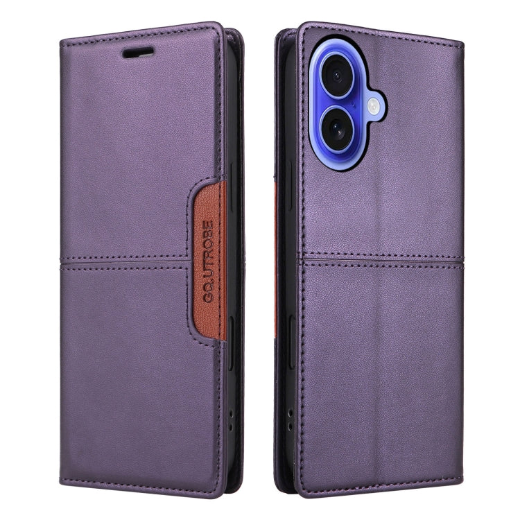 For iPhone 16 GQUTROBE G01 RFID Anti-theft Leather Phone Case(Purple) - iPhone 16 Cases by GQUTROBE | Online Shopping UK | buy2fix