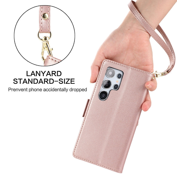 For Samsung Galaxy S25 Ultra 5G Side Buckle RFID Anti-theft Leather Phone Case(Rose Gold) - Galaxy S25 Ultra 5G Cases by buy2fix | Online Shopping UK | buy2fix