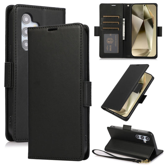 For Samsung Galaxy S25 / S24 5G Side Buckle RFID Anti-theft Leather Phone Case(Black) - Galaxy S25 5G Cases by buy2fix | Online Shopping UK | buy2fix