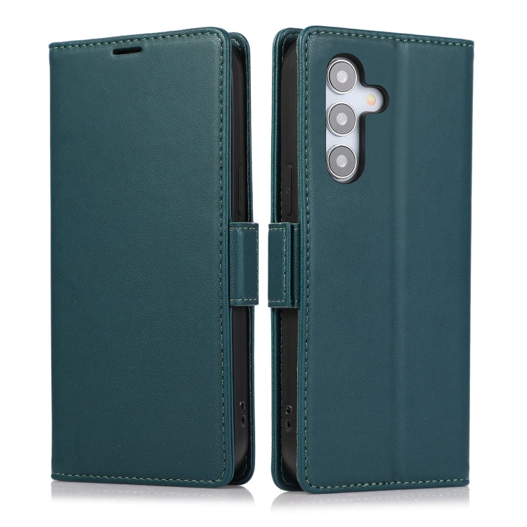 For Samsung Galaxy S25+ / S24+ 5G Side Buckle RFID Anti-theft Leather Phone Case(Green) - Galaxy S25+ 5G Cases by buy2fix | Online Shopping UK | buy2fix