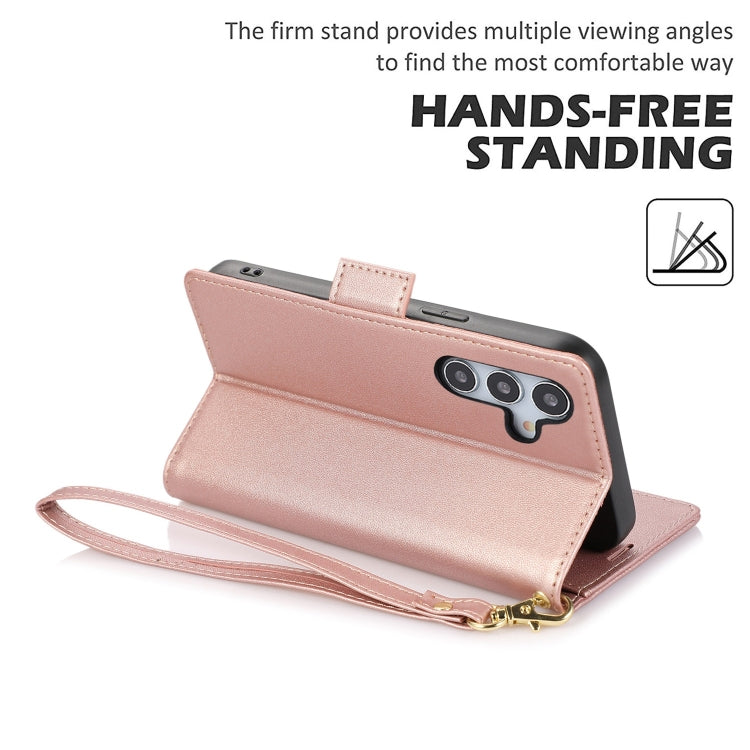 For Samsung Galaxy S25+ / S24+ 5G Side Buckle RFID Anti-theft Leather Phone Case(Rose Gold) - Galaxy S25+ 5G Cases by buy2fix | Online Shopping UK | buy2fix