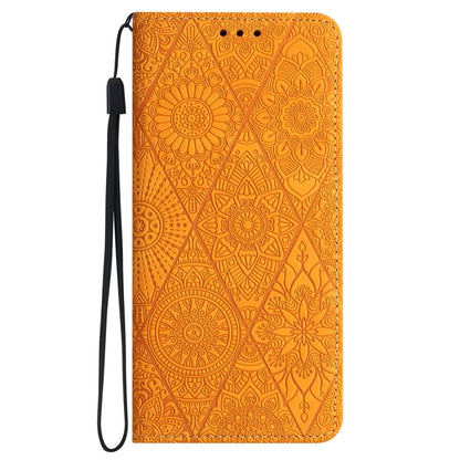 For Samsung Galaxy S25+ 5G Ethnic Embossed Adsorption Leather Phone Case(Yellow) - Galaxy S25+ 5G Cases by buy2fix | Online Shopping UK | buy2fix