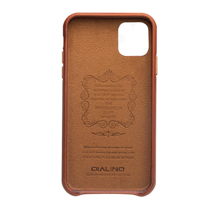 For iPhone 11 Pro QIALINO Shockproof Cowhide Leather Protective Case(Light Brown) - iPhone 11 Pro Cases by QIALINO | Online Shopping UK | buy2fix