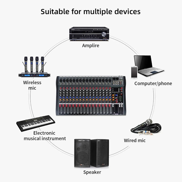 XTUGA CT160X 16-Channels Audio Mixer DJ Mixing Console with 48V Power Supply(AU Plug) - Live Sound Effects Processors by XTUGA | Online Shopping UK | buy2fix