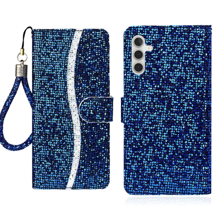 For Samsung Galaxy S25+ 5G Glitter Powder Filp Leather Phone Case(Blue) - Galaxy S25+ 5G Cases by buy2fix | Online Shopping UK | buy2fix