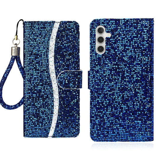 For Samsung Galaxy S25 5G Glitter Powder Filp Leather Phone Case(Blue) - Galaxy S25 5G Cases by buy2fix | Online Shopping UK | buy2fix