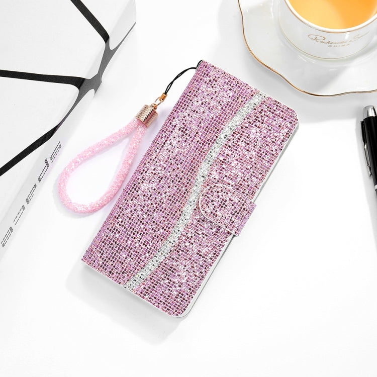 For Samsung Galaxy S25 5G Glitter Powder Filp Leather Phone Case(Pink) - Galaxy S25 5G Cases by buy2fix | Online Shopping UK | buy2fix