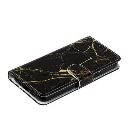 For Samsung Galaxy S25+ 5G Colored Drawing Marble Pattern Leather Phone Case(Black Gold Marble) - Galaxy S25+ 5G Cases by buy2fix | Online Shopping UK | buy2fix