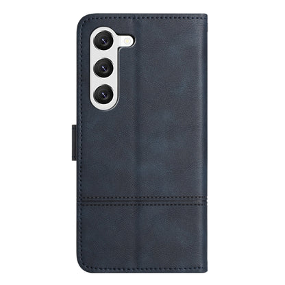 For Samsung Galaxy S25+ 5G Cowhide Texture Stitching Leather Phone Case(Dark Blue) - Galaxy S25+ 5G Cases by buy2fix | Online Shopping UK | buy2fix