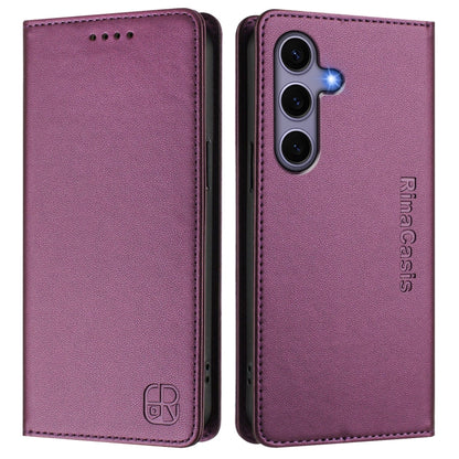 For Samsung Galaxy S24+ / S25+ 5G RC01 Dual-Folded Magnetic Suction RFID Leather Phone Case(Violet) - Galaxy S25+ 5G Cases by buy2fix | Online Shopping UK | buy2fix