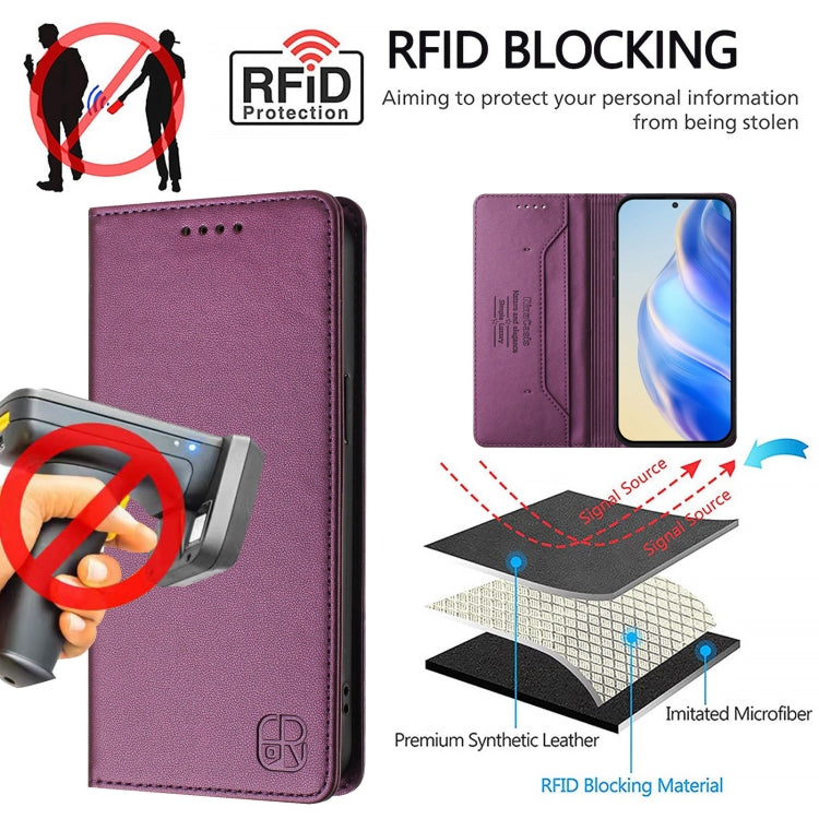 For Samsung Galaxy S24+ / S25+ 5G RC01 Dual-Folded Magnetic Suction RFID Leather Phone Case(Violet) - Galaxy S25+ 5G Cases by buy2fix | Online Shopping UK | buy2fix