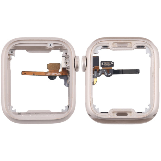 For Apple Watch Series 7 / 8 / 9 45MM GPS Aluminium Alloy Middle Frame Bezel Plate with Crown Spin Axis Flex Cable(Starlight) - Middle Frame by buy2fix | Online Shopping UK | buy2fix