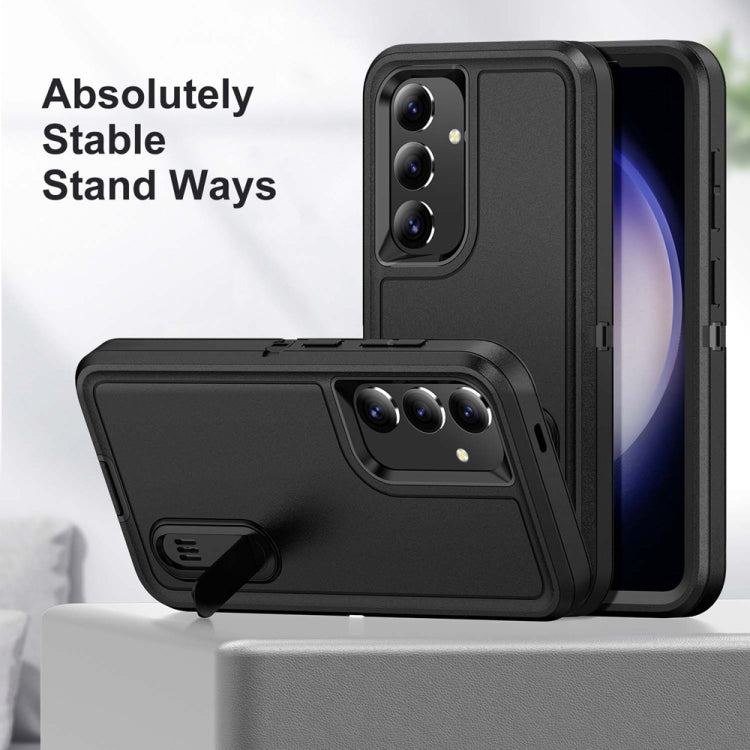 For Samsung Galaxy S24+ / S25+ 5G Rugged PC Hybrid Silicone Phone Case with Holder(Black) - Galaxy S25+ 5G Cases by buy2fix | Online Shopping UK | buy2fix