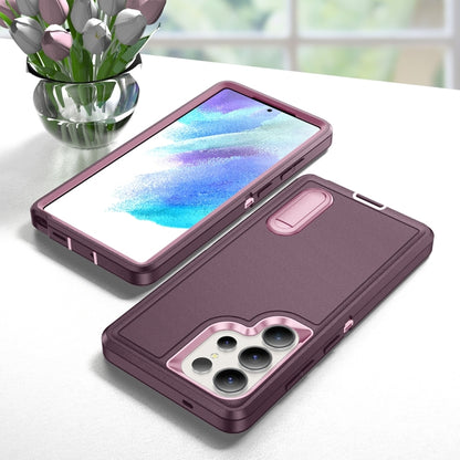 For Samsung Galaxy S25 Ultra 5G Rugged PC Hybrid Silicone Phone Case with Holder(Purple+Pink) - Galaxy S25 Ultra 5G Cases by buy2fix | Online Shopping UK | buy2fix