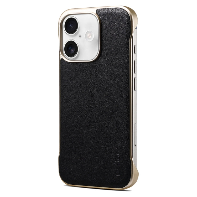 For iPhone 16 Denior MagSafe Genuine Leather Calf Texture  Phone Case(Black) - iPhone 16 Cases by Denior | Online Shopping UK | buy2fix